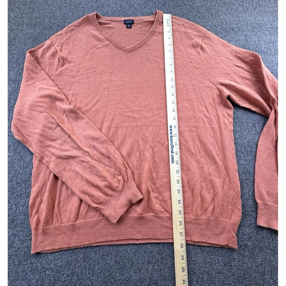 J. Crew Sweater Men X-Large Burnt Orange V Neck‎ Pullover Cashmere Cotton Casual